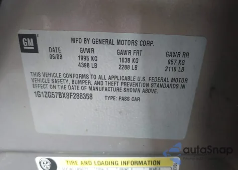 2008 Chevrolet Malibu Ls z USA, uszkodzony, nr VIN 1G1ZG57BX8F288358